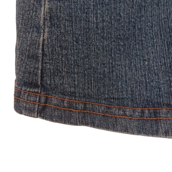 Y2K GAUCHOS Coullotes Jrs Sz XL Denim Stretch Spandex RHINESTONES Sun Fade - Picture 14 of 16